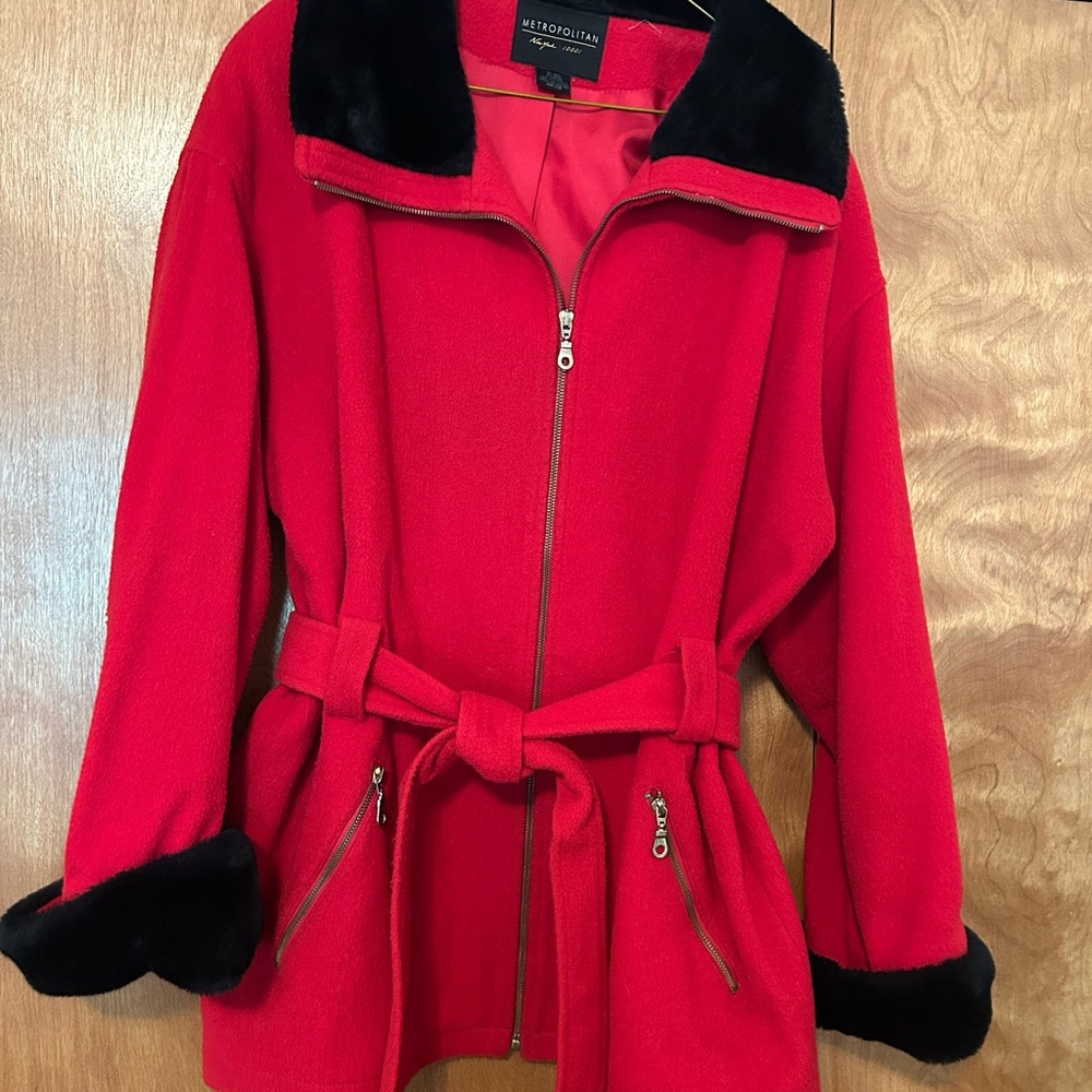 Metropolitan Red Trench Coat with Black Trim